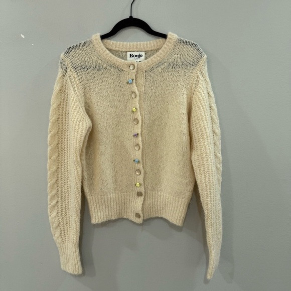 Rouje Sweater Amarillo Cardigan Mohair in Nude Cream - Picture 6 of 10